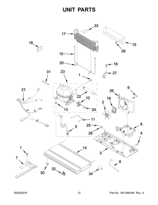 Unit Parts Diagram and Parts List for IX3HHGXSS001  Whirlpool Refrigerator