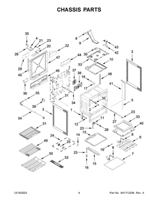 Chassis Parts Diagram and Parts List for YKSDB900ESS9  KitchenAid Range