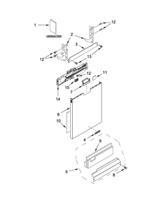Door And Panel Parts Diagram and Parts List for KDFE454CSS2  KitchenAid Dishwasher