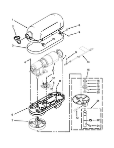 Case, Gearing And Planetary Unit Parts Diagram and Parts List for KSMC895ER0  KitchenAid Mixer