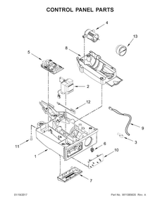 Control Panel Parts Diagram and Parts List for KUID508ESS2  KitchenAid Ice Maker