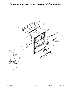 Control Panel And Inner Door Parts Diagram and Parts List for KDTE104KPS1  KitchenAid Dishwasher