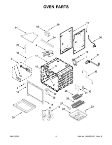 Oven Parts Diagram and Parts List for KFGC500JSC01  Whirlpool Range