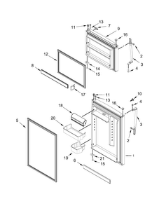 Door Parts Diagram and Parts List for WRT519SZDM01  Whirlpool Refrigerator