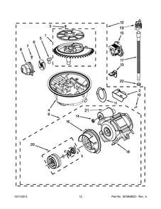 Pump And Motor Parts Diagram and Parts List for KUDS30FXPAA  KitchenAid Dishwasher