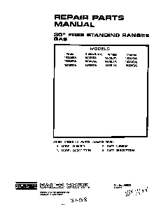 Cover Page-text Only Diagram and Parts List for 1433*0A  Roper Range