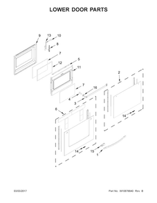 Lower Door Parts Diagram and Parts List for WGE745C0FS00  Whirlpool Range