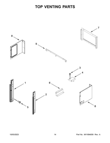 Top Venting Parts Diagram and Parts List for WOEC5930LZ01  Whirlpool Microwave Oven Combo
