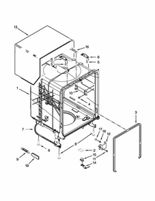 Tub And Frame Parts Diagram and Parts List for 66513289K118  Kenmore Dishwasher