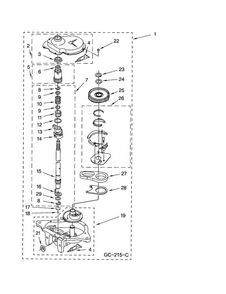 Gearcase Diagram and Parts List for LSQ9565MQ0  Whirlpool Washer