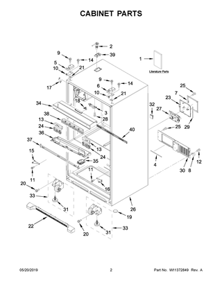 Cabinet Parts Diagram and Parts List for WRX735SDHZ01  Whirlpool Refrigerator