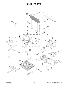 Unit Parts Diagram and Parts List for WRF535SWHW05  Whirlpool Refrigerator