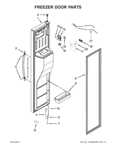 Freezer Door Parts Diagram and Parts List for WRS586FIEE01  Whirlpool Refrigerator