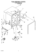 TUB ASSEMBLY Diagram and Parts List for DP940PWKM1  Whirlpool Dishwasher