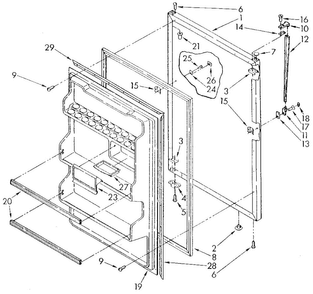 Refrigerator Door Diagram and Parts List for ET18NKXSN05  Whirlpool Refrigerator