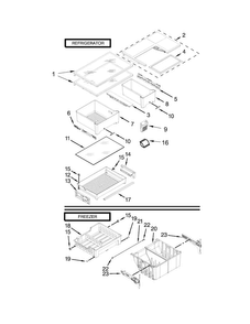 Shelf Parts Diagram and Parts List for WRF560SEYM05  Whirlpool Refrigerator