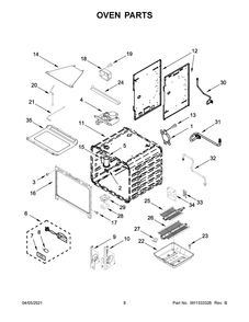 Oven Parts Diagram and Parts List for KFGC500JMH01  Whirlpool Range