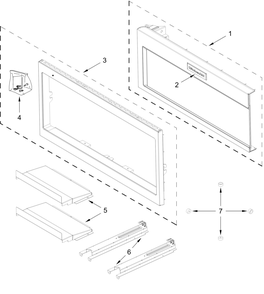 Door And Trim Parts Diagram and Parts List for KMBT5011KSS02  Whirlpool Microwave