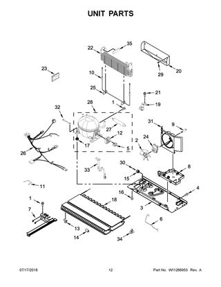 Unit Parts Diagram and Parts List for WRF540CWHZ01  Whirlpool Refrigerator