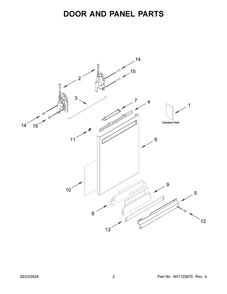 Door And Panel Parts Diagram and Parts List for KDFM404KPS3  KitchenAid Dishwasher