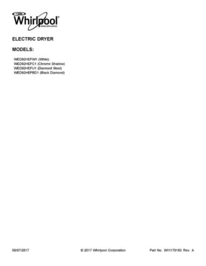 01 - Cover Sheet Diagram and Parts List for WED92HEFC1  Whirlpool Dryer
