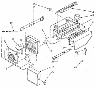 Icemaker Diagram and Parts List for 58RIAD  Whirlpool Refrigerator