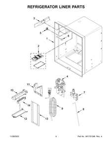 Refrigerator Liner Parts Diagram and Parts List for WRF555SDFZ18  Whirlpool Refrigerator