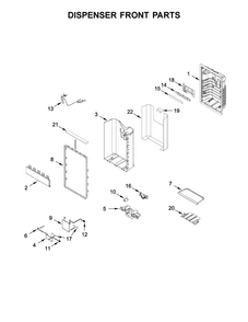 Dispenser Front Parts Diagram and Parts List for WRF964CIHM00  Whirlpool Refrigerator