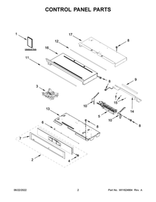 Control Panel Parts Diagram and Parts List for WOD51EC7HB20  Whirlpool Wall Oven