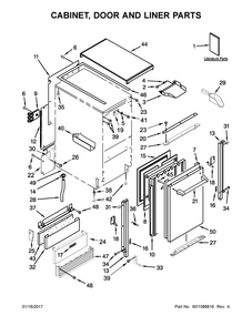 Cabinet, Door And Liner Parts Diagram and Parts List for KUIO18NNZS2  KitchenAid Ice Maker