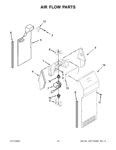 Air Flow Parts Diagram and Parts List for WRS315SNHM08  Whirlpool Refrigerator