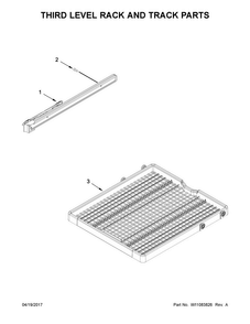 Third Level Rack And Track Parts Diagram and Parts List for KDTE204EPA4  KitchenAid Dishwasher