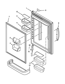 Refrigerator Door Parts Diagram and Parts List for KBWS19KCWH00  KitchenAid Refrigerator