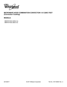 Cover Sheet Diagram and Parts List for WMH76719CE3  Whirlpool Microwave