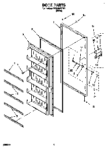 Door Diagram and Parts List for EV150NXEW1  Whirlpool Freezer