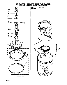 Agitator, Basket And Tub Diagram and Parts List for 6MAX5143AN0  Whirlpool Washer