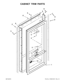 Cabinet Trim Parts Diagram and Parts List for KBFN502ESS01  KitchenAid Refrigerator