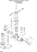 PUMP AND SPRAY ARM Diagram and Parts List for TUD7005Y0  Whirlpool Dishwasher