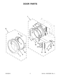 DOOR PARTS Diagram and Parts List for WED94HEAC1  Whirlpool Dryer