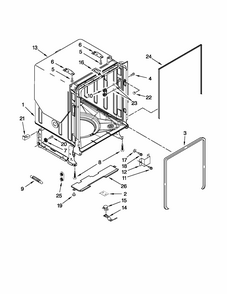 Tub And Frame Parts Diagram and Parts List for 66513262K111  Kenmore Dishwasher