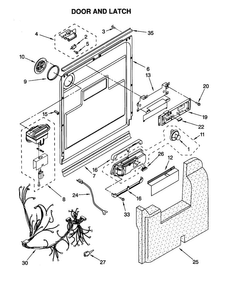 Door And Latch Diagram and Parts List for KUDS25SEWH0  KitchenAid Dishwasher