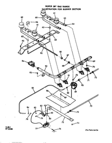 Burner Section Diagram and Parts List for 1413*0A  Roper Range