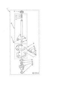 Brake & Drive Tube Diagram and Parts List for LSR6333LQ0  Whirlpool Washer