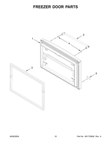 Freezer Door Parts Diagram and Parts List for KRFF302ESS08  KitchenAid Refrigerator