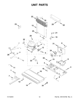 Unit Parts Diagram and Parts List for WRFA35SWHZ03  Whirlpool Refrigerator