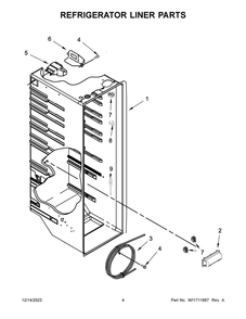 Refrigerator Liner Parts Diagram and Parts List for WRS325SDHZ11  Whirlpool Refrigerator