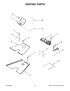 Venting Parts Diagram and Parts List for JGRP548HL01  Whirlpool Range