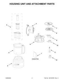 Housing Unit And Attachment Parts Diagram and Parts List for KFP1318OB0  KitchenAid Food Processor