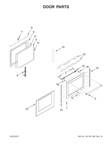 Door Parts Diagram and Parts List for KFGG500EBS2  KitchenAid Range