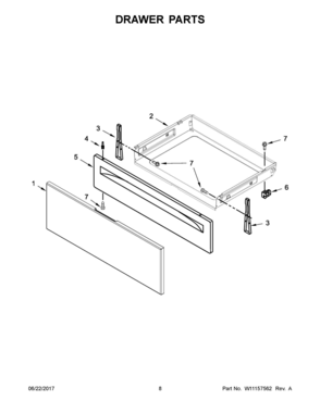 05 - DRAWER PARTS Diagram and Parts List for YWEE510S0FB1  Whirlpool Range